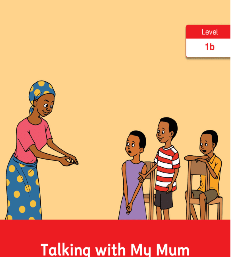Page of the book "Talking with My Mum, which shows a mum talking with her three children